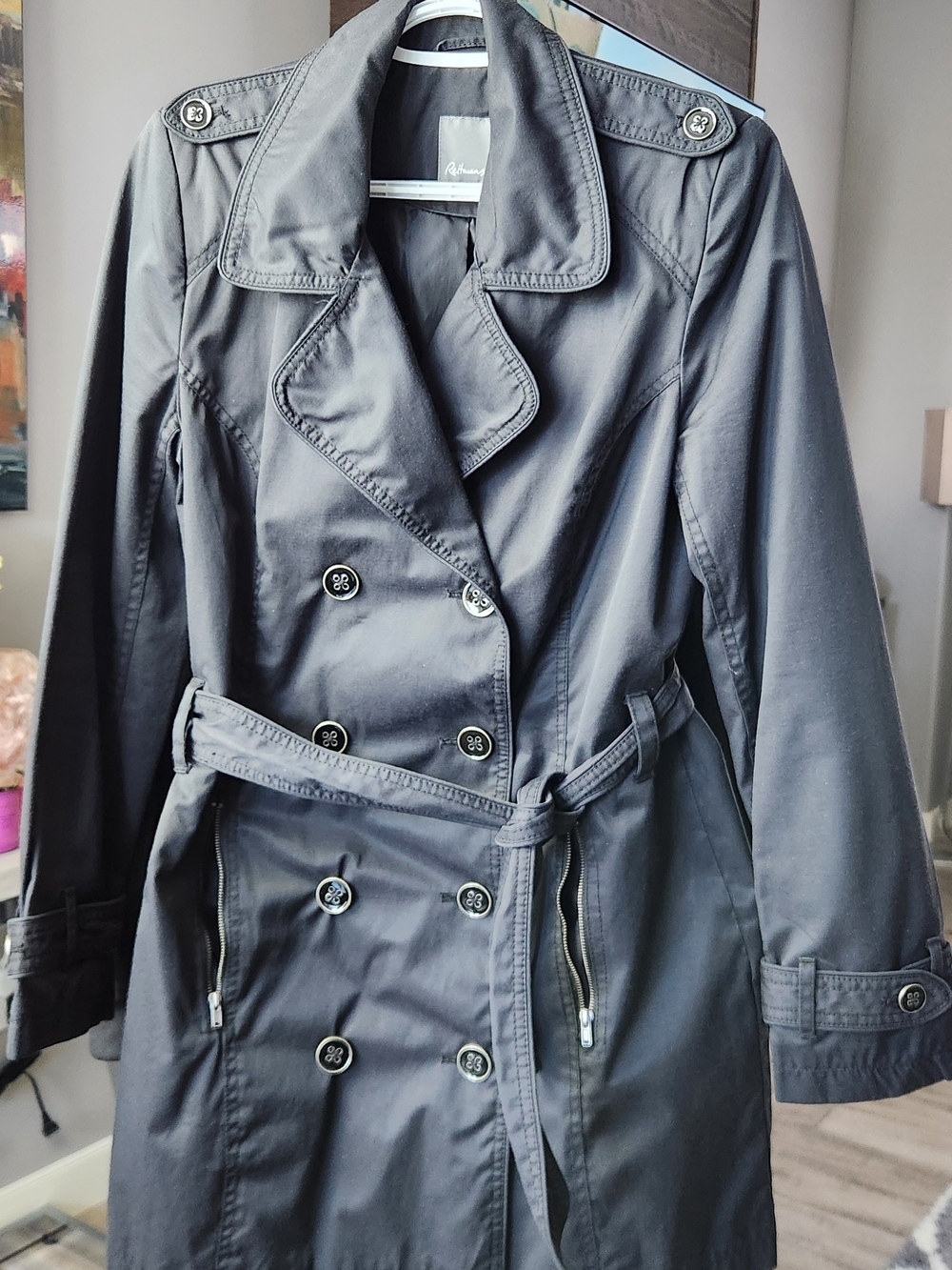 Reitmans Black Double-Breasted Trench Coat